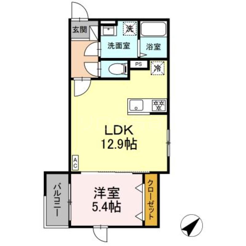 MOCRAFT新川崎(1LDK/2階)の間取り写真
