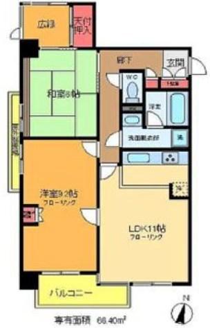 マンション武蔵野(2LDK/5階)の間取り写真