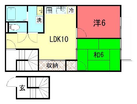 吉田近衛町19-6(2LDK/2階)の間取り写真