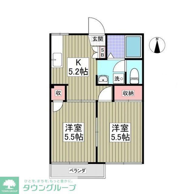 メゾンSANWAII(2DK/2階)の間取り写真