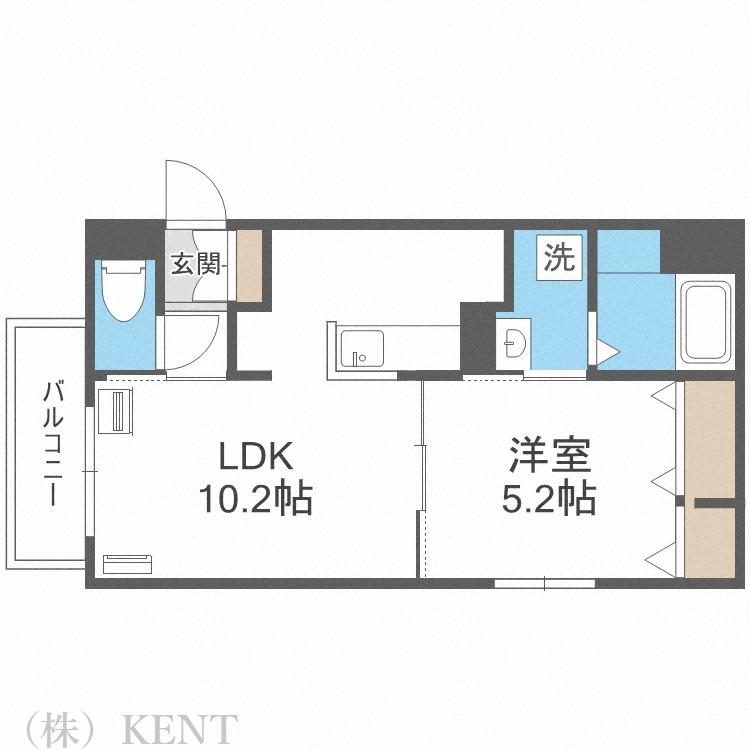 D-ROOM発寒南(1LDK/2階)の間取り写真