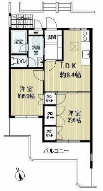 グランシャトー星ヶ丘(2LDK/5階)の間取り写真