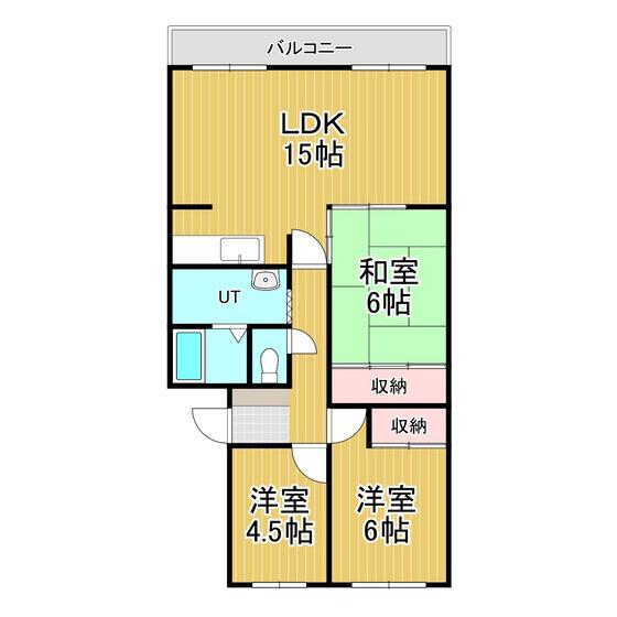 第2日の出ハイツ(3LDK/4階)の間取り写真