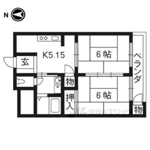 西京極ガーデンハイツ(2K/7階)の間取り写真