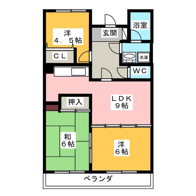 第二大越ビル(3DK/1階)の間取り写真