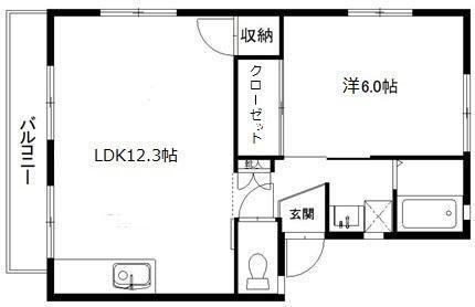 エスポワールI(1LDK/2階)の間取り写真