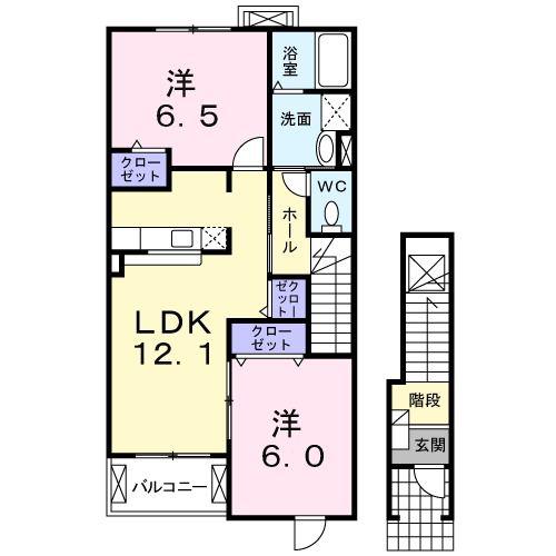 プティボヌールII(2LDK/2階)の間取り写真