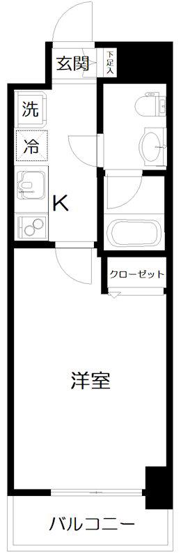 PARK SQUARE国府台(1K/2階)の間取り写真