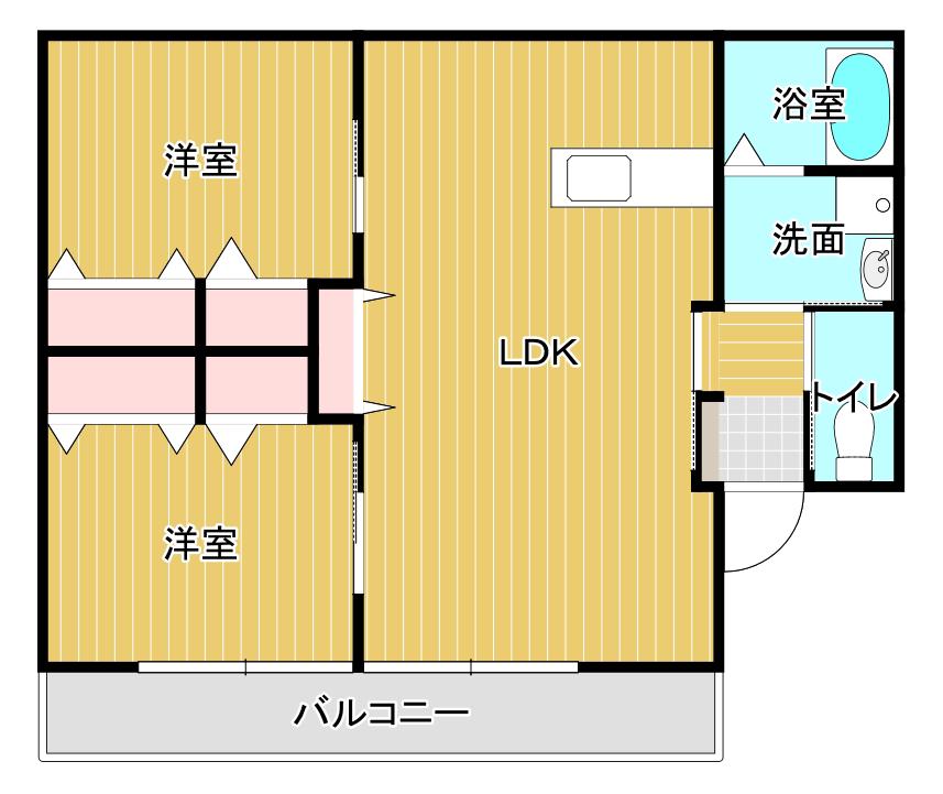 プライムハイツII(2LDK/1階)の間取り写真