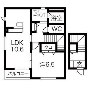 ローズガーデン(1LDK/2階)の間取り写真