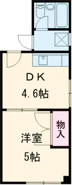 武蔵野台ビル(1DK/2階)の間取り写真