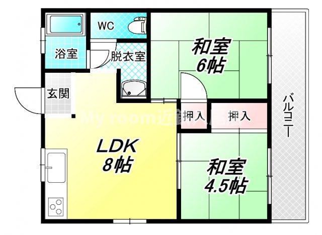 高橋マンション(2LDK/3階)の間取り写真