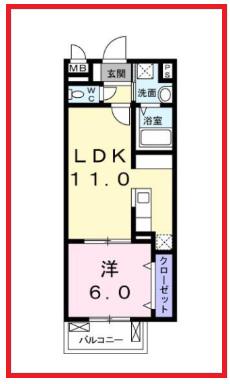 ラソース(1LDK/2階)の間取り写真