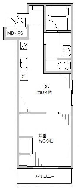 グリーンフォレスト(1DK/2階)の間取り写真