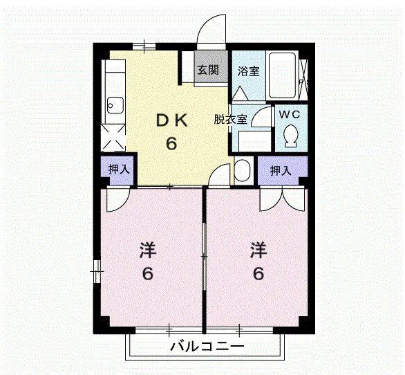 ハウス.バンブ(2DK/1階)の間取り写真