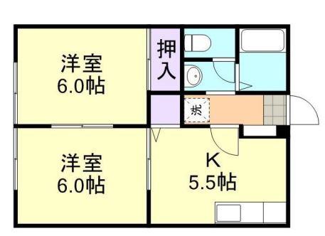 サンライフ中島 II B(2K/1階)の間取り写真