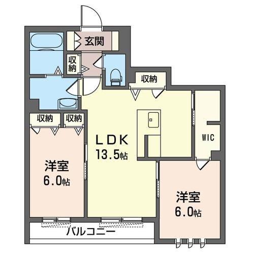 クレスティークソフィア(2LDK/3階)の間取り写真
