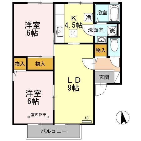 ボンビラス・HOSONO B(2LDK/1階)の間取り写真