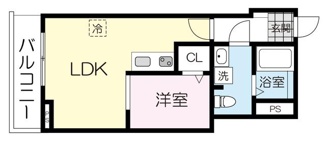 FIABLE B(1LDK/3階)の間取り写真