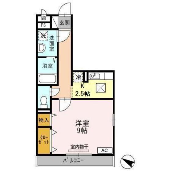 グラッサ新広(1K/1階)の間取り写真