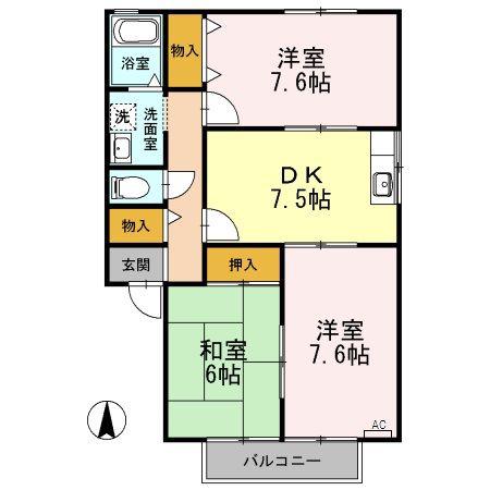 ハイムKM(3DK/2階)の間取り写真