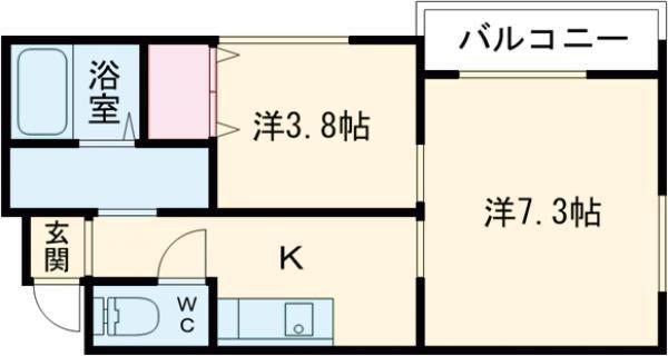 メルコート(2K/1階)の間取り写真