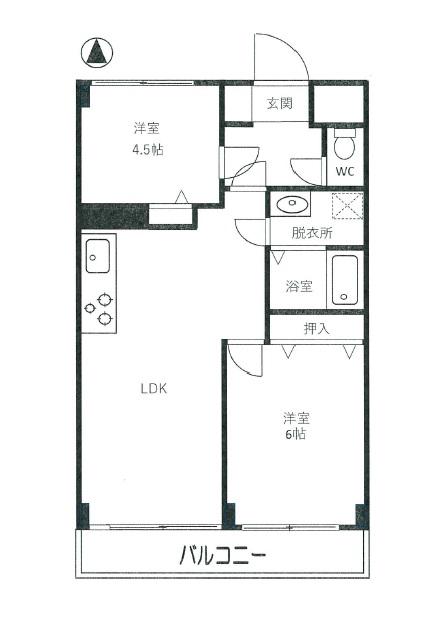 大谷マンション(2LDK/1階)の間取り写真