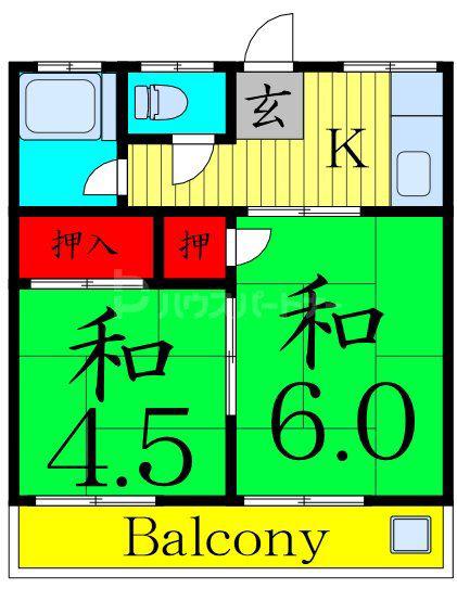 第3金子コーポ(2K/1階)の間取り写真