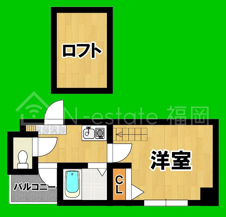 ウイング室見(1SK/4階)の間取り写真