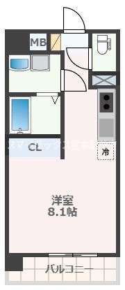 CHAINON薬園(ワンルーム/6階)の間取り写真