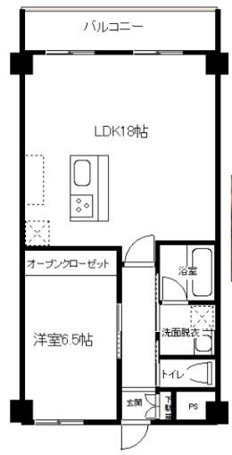 クイーンパレス浅伊(2LDK/6階)の間取り写真