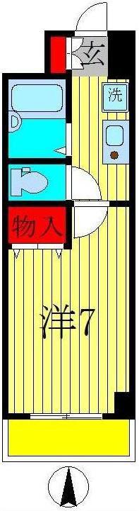 ベルサイト新松戸(1K/3階)の間取り写真