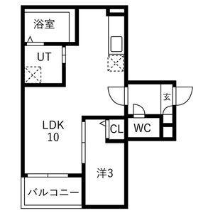 JACK NISHIKANANOII(1LDK/1階)の間取り写真