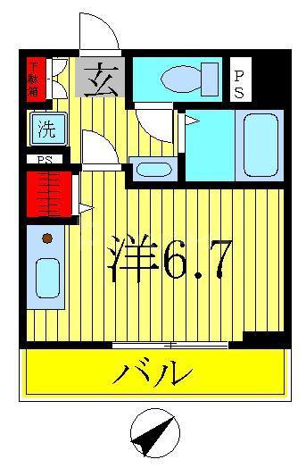 ヴランドール柏中央(ワンルーム/6階)の間取り写真