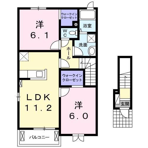 アイメニーエヌケー II(2LDK/2階)の間取り写真
