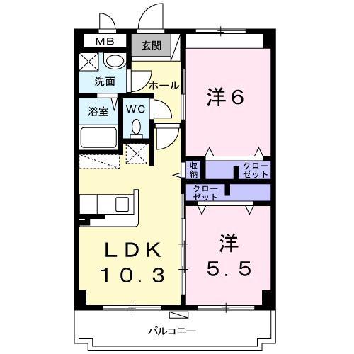 FRESCURA(2LDK/1階)の間取り写真