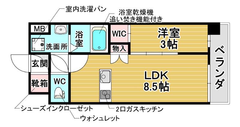 アーバンパーク御幣島(1LDK/10階)の間取り写真