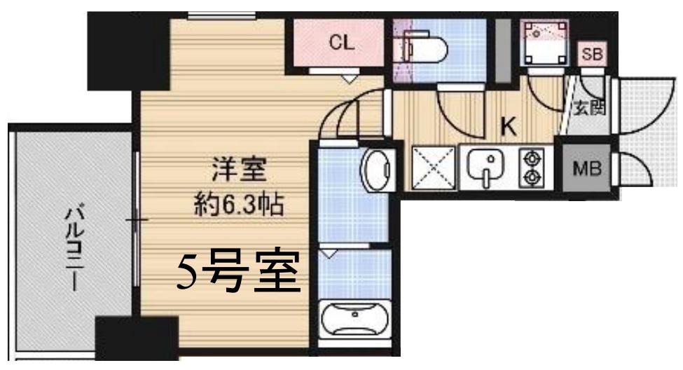 エスリード松屋町グレイス(1K/4階)の間取り写真