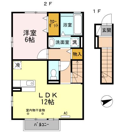 SEYNY島田(1LDK/2階)の間取り写真