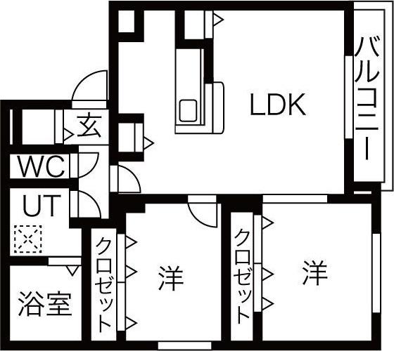 エアフォルク八軒(2LDK/4階)の間取り写真