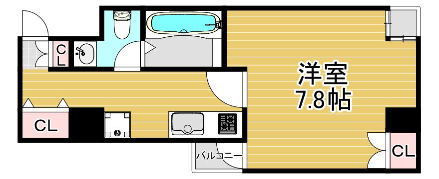 ウェルネス(1K/5階)の間取り写真