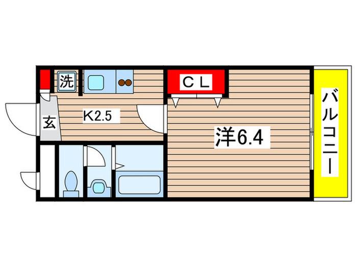 アンプルール フェール K.YU(1K/5階)の間取り写真