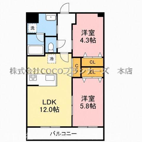 KANNA-KAMUI(2LDK/2階)の間取り写真