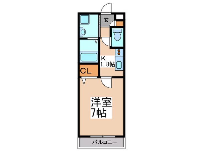 VIALE美しが丘(1K/1階)の間取り写真