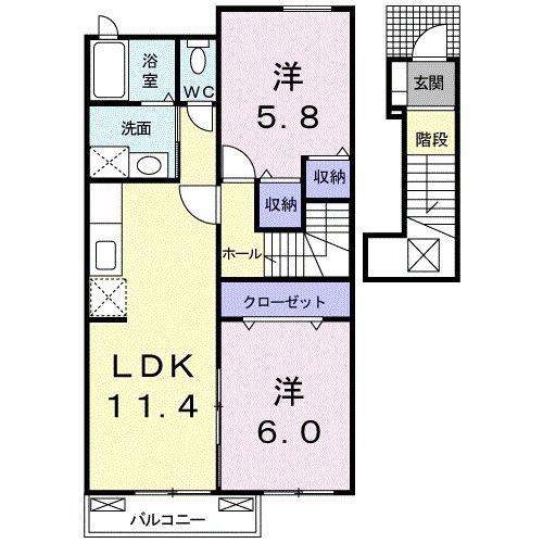 メイプルビュー・プラッツA(2LDK/2階)の間取り写真