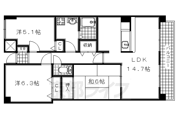 フレックス戸ノ内(3LDK/2階)の間取り写真