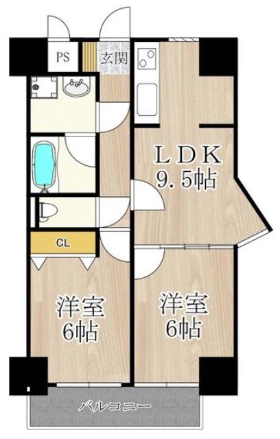BGC難波タワー(2LDK/5階)の間取り写真