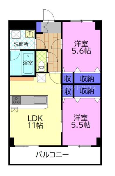 コーポソレイユ(2LDK/4階)の間取り写真