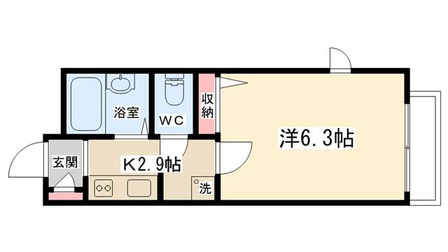フジハマ(1K/2階)の間取り写真
