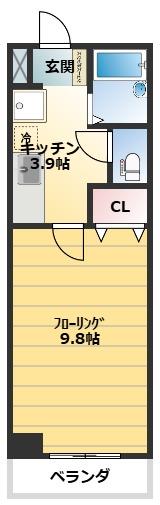 CBヒルズ(1K/8階)の間取り写真